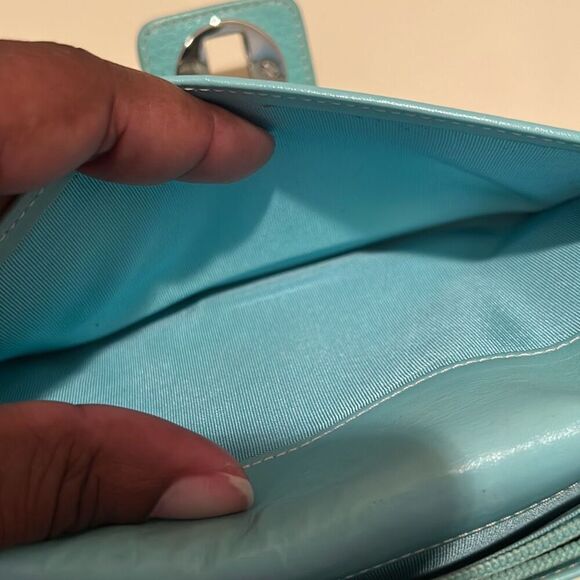 Tiffany & Co Long Cardholder Wallet Iconic Blue Leather Silver Lock Closure - Picture 9 of 13